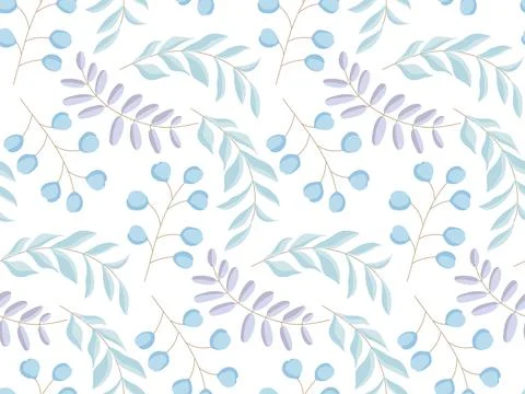 Herbs and plants seamless pattern. Winter plant background. Vector hand drawn Stock Illustration
