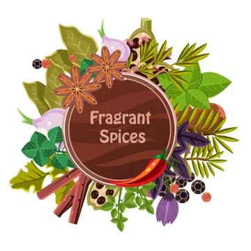 Herbs and Spices Decorative Elements Stock Illustration