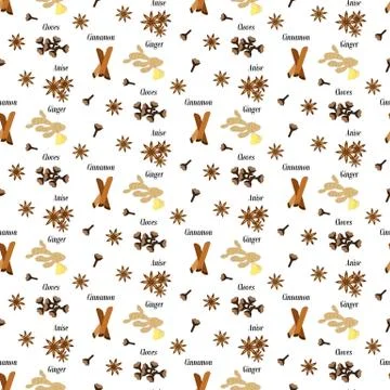 Herbs and spices seamless pattern Illustrazione stock