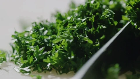 Herbs Being Chopped/Diced 3 Stock Footage 82534530