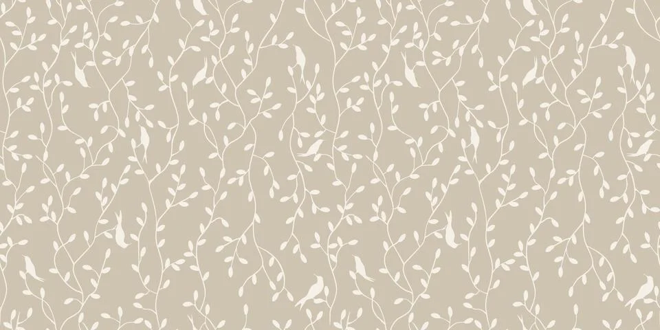 Herbs birds graphic seamless pattern Stock Illustration