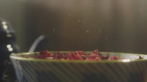 Herbs falling into a bowl Stock Footage 274696254