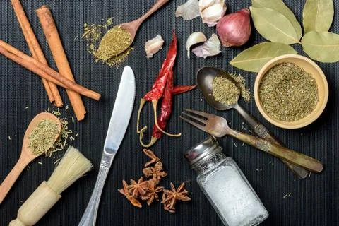 Herbs in kitchen Stock Photos