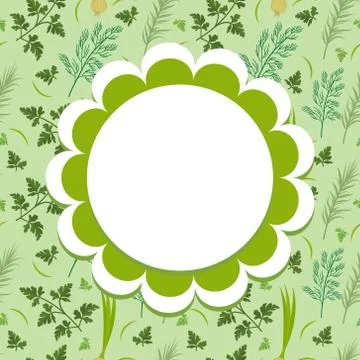 Herbs label, wrapper template for your design. Vegetables frame with space fo 스톡 일러스트