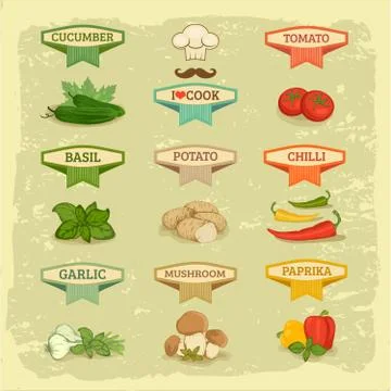 Herbs logo set Stock Illustration