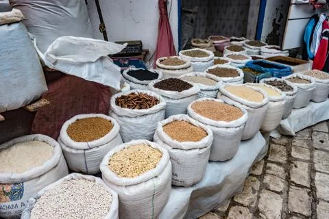 Herbs, spices and condiments on the eastern market Stock Photos