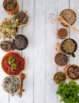 Herbs for Tea. Copy space Foto stock