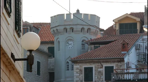 Herceg Novi, Clock tower Video stock 32660679