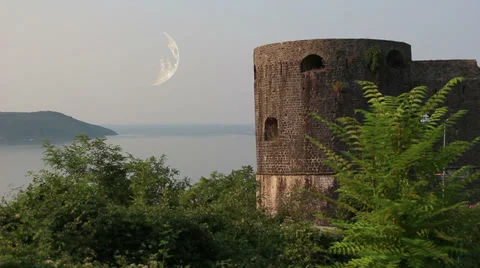 Herceg Novi, tower, moon Video stock 32659079