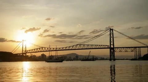 Hercilio Luz Bridge at Sunset Time-Lapse Stock Footage 11521141
