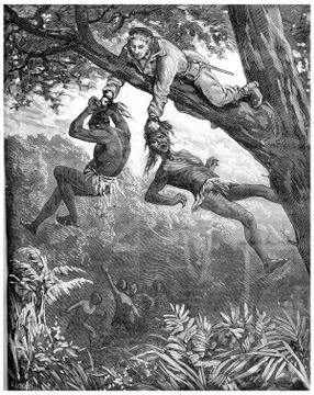 A Herculean task. It keeps hanging for a few seconds, vintage engraving. 库存插图