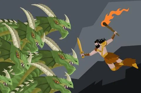 Hercules fighting the hydra Stock-Illustration