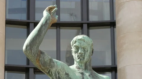 Hercules statue next to National Navy Museum in Paris Stock Footage 56823205