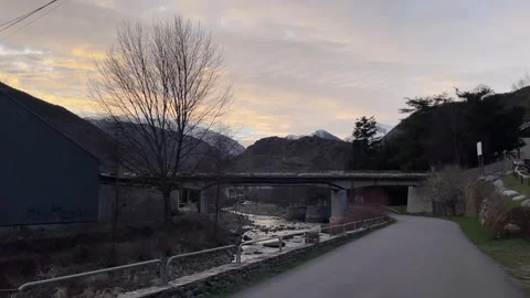 Herd of goats walking through the bridge Video stock 266846019