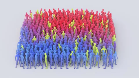 Herd immunity 3d animation showing 3 situations with differing immunity Stock Footage
