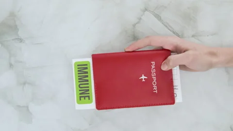 Herd immunity. Corona virus immunization passport. Travel restrictions Stock Footage 148496237