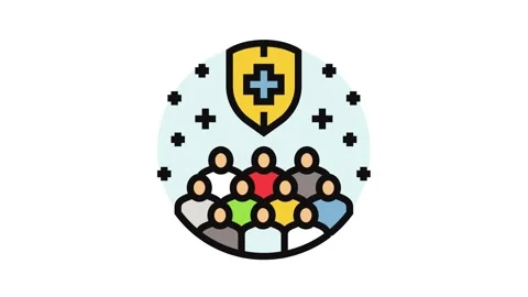 Herd immunity immunization color icon animation Stock Footage 326116336
