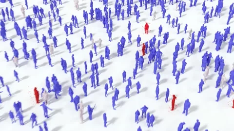 Herd immunity, vaccination of the population. Crowd of people Vidéo 165413771