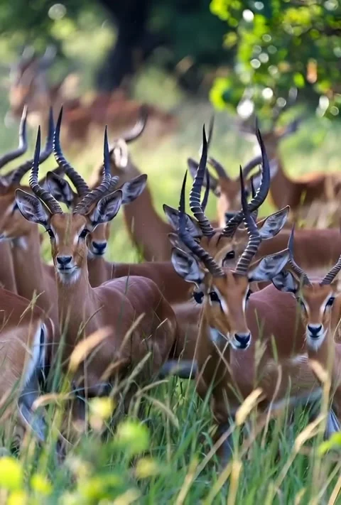Herd of impala in the grass Stock Footage 328437700