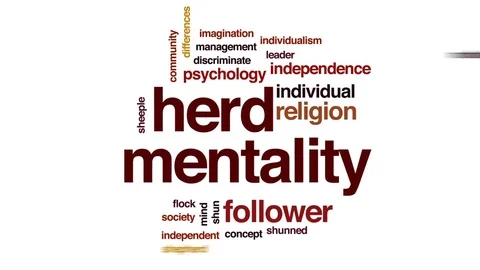 Herd mentality animated word cloud, text design animation. Stock Footage 79407657