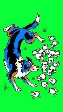 Herding Dog with Sheep Stock Illustration