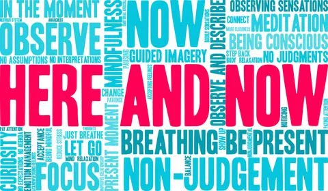 Here and Now Word Cloud Illustrazione stock