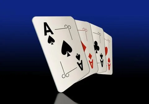 Here are four ace playing cards. A winning poker hand. Illustrazione stock
