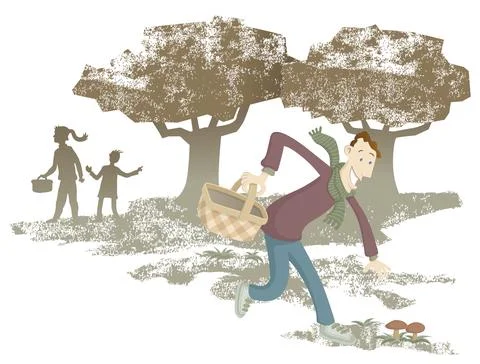 Here are mushrooms! Ilustración de archivo