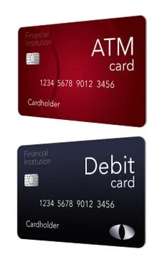 Here is an ATM card which is shown with a debit card which is often thought t Stock Illustration