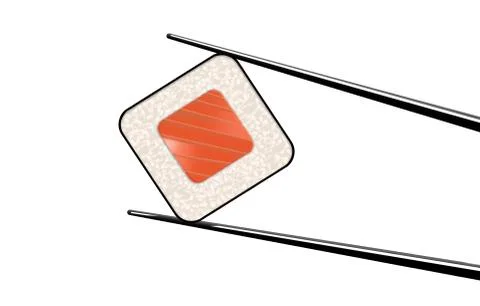 Here is a clean simple look at sushi and chop sticks. Tuna and rice in nori a Stock Illustration