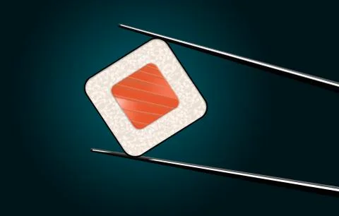 Here is a clean simple look at sushi and chop sticks. Tuna and rice in nori a Stock Illustration