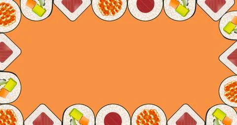 Here is a clean simple look at sushi  on a plain background with space for te Stock Illustration