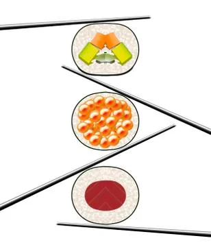 Here is a clean simple look at sushi  on a plain background with space for te Stock Illustration