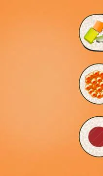 Here is a clean simple look at sushi  on a plain background with space for te Stock Illustration