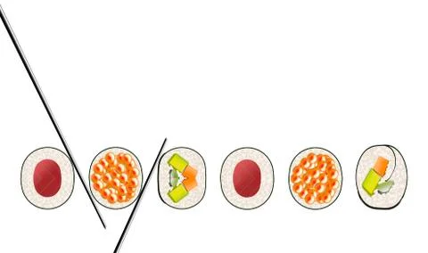 Here is a clean simple look at sushi  on a plain background with space for te Stock Illustration