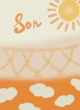 Here comes the Son clouds baby shower Stock Illustration