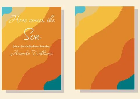 Here Comes the Son Sunshine Boy Baby Shower Invitation Stock Illustration
