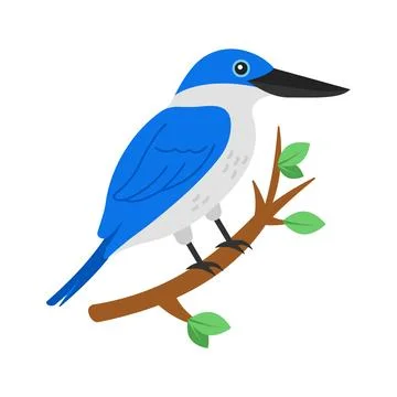 Here is a flat vector showing a beautiful wild kingfisher bird concept. Stock Illustration