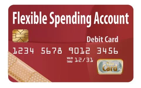 Here is a flexible spending account debit card. Stock Illustration