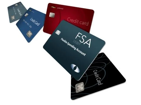 Here is a Flexible Spending Account debit card shown with credit cards in the Stock Illustration