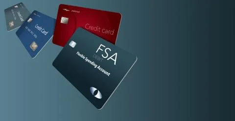 Here is a Flexible Spending Account debit card shown with credit cards in the Stock Illustration