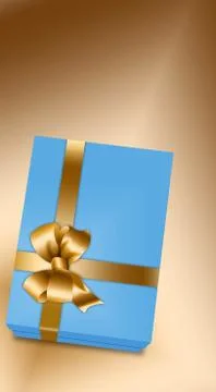 Here is a gift box design that includes a gold bow and ribbon. Stock Illustration