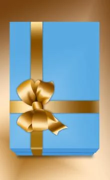 Here is a gift box design that includes a gold bow and ribbon. Stock Illustration