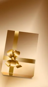 Here is a gift box design that includes a gold bow and ribbon. Stock Illustration