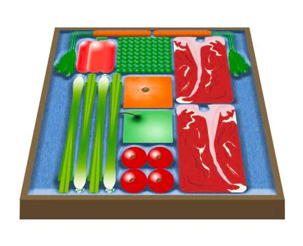 Here is an illustration of pre-packaged cook at home meal kits that are deliv Stock Illustration