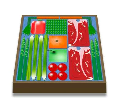 Here is an illustration of pre-packaged cook at home meal kits that are deliv Stock Illustration