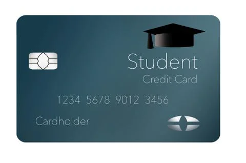 Here is a mock, generic student credit card isolated on a white background. Stock Illustration
