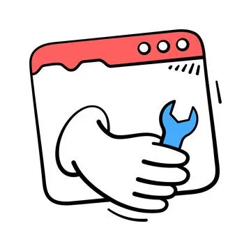 Here is a modern hand drawn icon of website maintenance service 스톡 일러스트