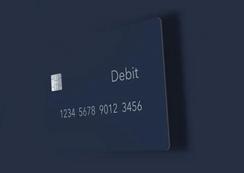 Here is a simple modern blue debit card casting a shadow.. Stock Illustration