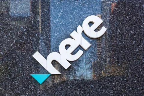 Here Technologies logo of the online navigation software and mapping data c.. Stock Photos